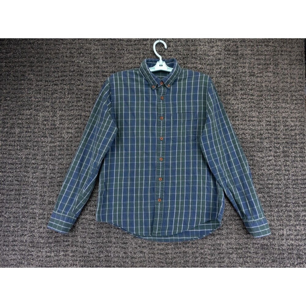 Abercrombie & Fitch Shirt Mens Large Blue Green Plaid Flannel Muscle Outdoor
